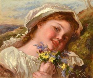 Young Girl Holding Wildflowers Young Girl Holding Wildflowers