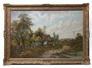 A Traveller With Horse And Cart In A Rural Landscape
