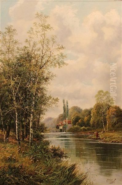 River Landscape With A Watermill In The Background - view 1