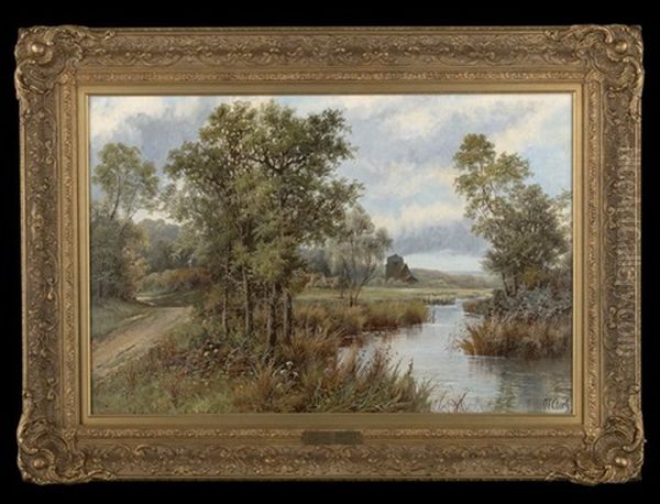 Rushing Stream Near A Country Farm (+ View Of A Riverside Path In An Autumnal Wooded Landscape; Pair) - view 1