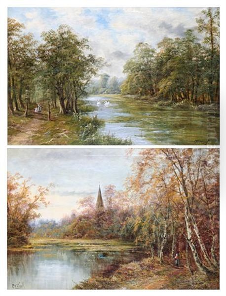 River Avon, Spring, (+ Salisbury Cathedral, River Avon, Autumn; Pair) - view 1