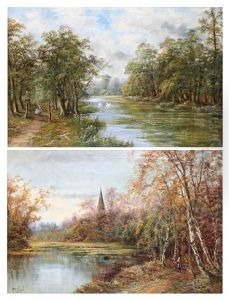 River Avon, Spring, (+ Salisbury Cathedral, River Avon, Autumn; Pair)