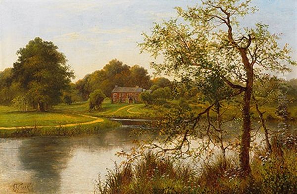 Herbstliche Flusslandschaft Mit Herrenhaus - view 1