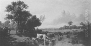 Cows Watering by Octavius Thomas Clark