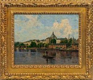 Sommerstimmung Aneiner Stadt Am Fluss by Paul Andorff