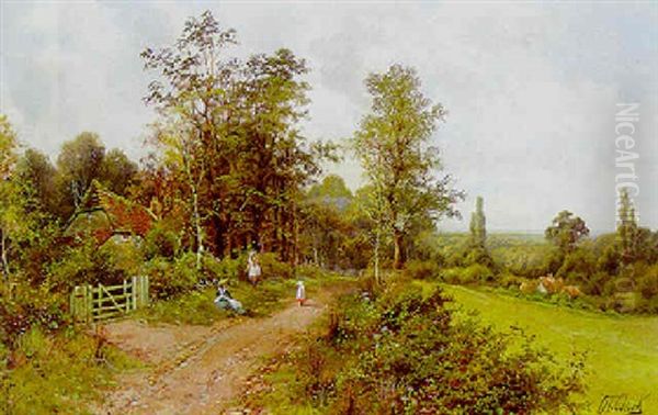Children Resting Before A Cottage - view 1