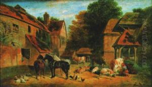Farmyard Scene by Octavius Thomas Clark