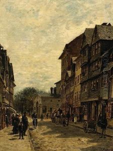 A Busy Street Scene by Paul Andorff