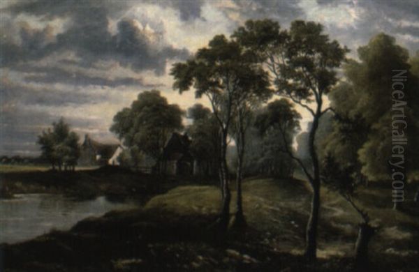 A Tranquil Wooded River Landscape - view 1