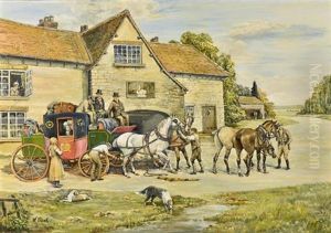 Changing Horses At The Swan Inn by Samuel Joseph Clark