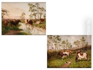 Kuhe Auf Einer Wiese Und Kuhe Am Fluss (2 Works) by Samuel Joseph Clark