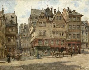 "altstadtansicht" Mit Reicher Personenstaffage Und by Paul Andorff