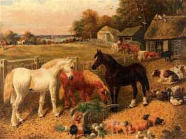 Farmyard With Horses And Livestock - view 1