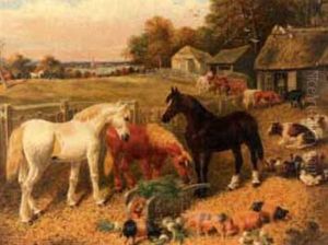 Farmyard With Horses And Livestock