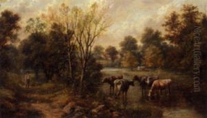 Landscape With Cattle Watering by Samuel Joseph Clark