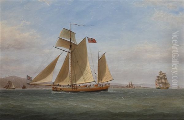 Topsail Ketch On The Clyde Sailing Past The Cloch Lighthouse - view 1