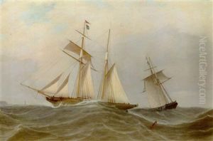 The Topsail Schooners Onyx And Sapphire In An Encounter Off The Isle Of Man