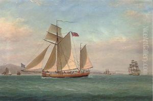 A Topsail Ketch On The Clyde Sailing Past The Cloch Lighthouse by William Clark