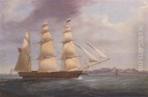 The Three-masted Barque "akbar" Arriving Off Port Louis, Mauritius