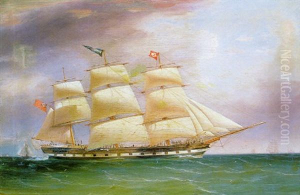 Portrait Of The Full Rigged Ship "bombay" In Full Sail - view 1