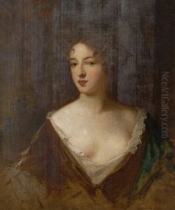 Portrait Of The Duchess Of Portland, Half Length, Wearing A Brown Dress And A Blue Shawl