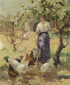 Feeding The Hens by William Hannah Clarke