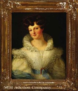 Portrait Of A Lady In A White Dress With Earrings by Alexander Clarot