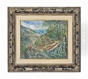 A Mountainous Landscape With A Church In The Distance A Mountainous Landscape With A Church In The Distance