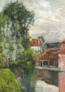 Sommerlandschaft Mit Flus Sommerlandschaft Mit Flus