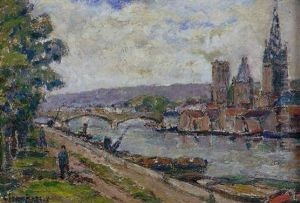 Vue De Rouen Pont Corneille Et L'ile Lacroix Prise Du Quai D'elbeuf