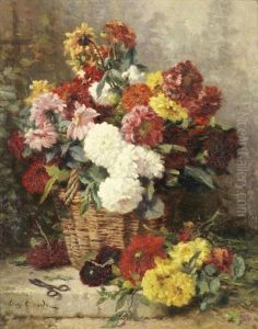 Still Life Flowers In A Basket Still Life Flowers In A Basket