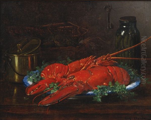 Still Life Of A Lobster With A Copper Pot On A Ledge - view 1
