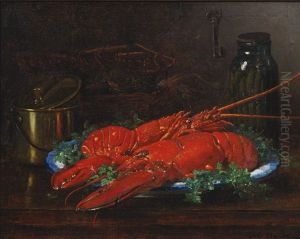 Still Life Of A Lobster With A Copper Pot On A Ledge Still Life Of A Lobster With A Copper Pot On A Ledge