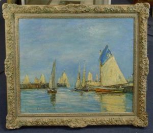 Fishing Boats In Harbour by Eugene Claude