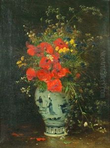 Stilleben Med Blommor I En Kinesisk Urna Stilleben Med Blommor I En Kinesisk Urna