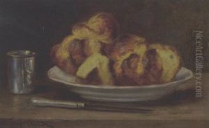 Stilleben Mit Brioches Und Silberbecher