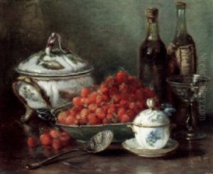 A Still Life With Strawberries And Wine