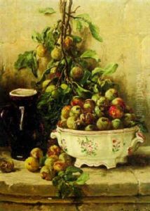 Still Life With Apples And Ceramics by Eugene Claude
