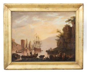 Harbor Scene With Fishing Boats, Circa 1845
