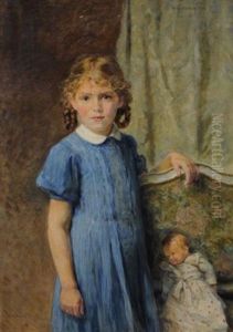 Bildnis Eines Madchens Mit Blauem Kleid Und Puppe