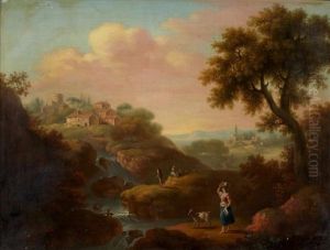 Bergere Sur Fond De Paysage by Jean Baptiste Charles Claudot