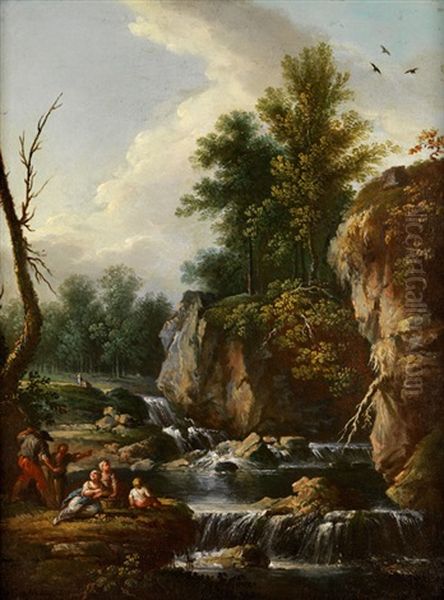Flusslandschaft Mit Rastenden Am Ufer - view 1