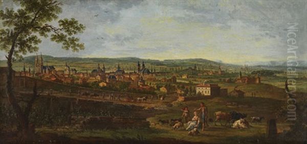 Stadtpanorama In Weitem Flusstal (lothringen?) - view 1