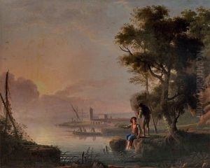 Scene De Peche by Jean Baptiste Charles Claudot