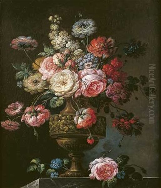 Bouquet De Fleurs Sur Un Entablement De Marbre - view 1
