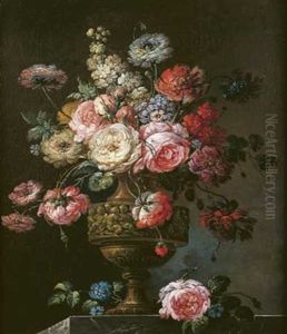 Bouquet De Fleurs Sur Un Entablement De Marbre by Jean Baptiste Charles Claudot