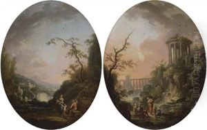 Paysage Italianisant Anime De Personnages (+ Similar; Pair) by Jean Baptiste Charles Claudot
