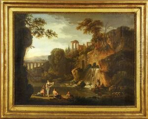 Personnages Pres D'une Cascade by Jean Baptiste Charles Claudot
