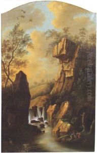 Pecheurs Au Pied D'une Cascade Pecheurs Au Pied D'une Cascade