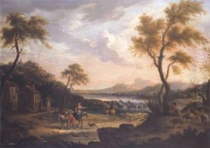 Paysage Au Troupeau Et Aux Arbres